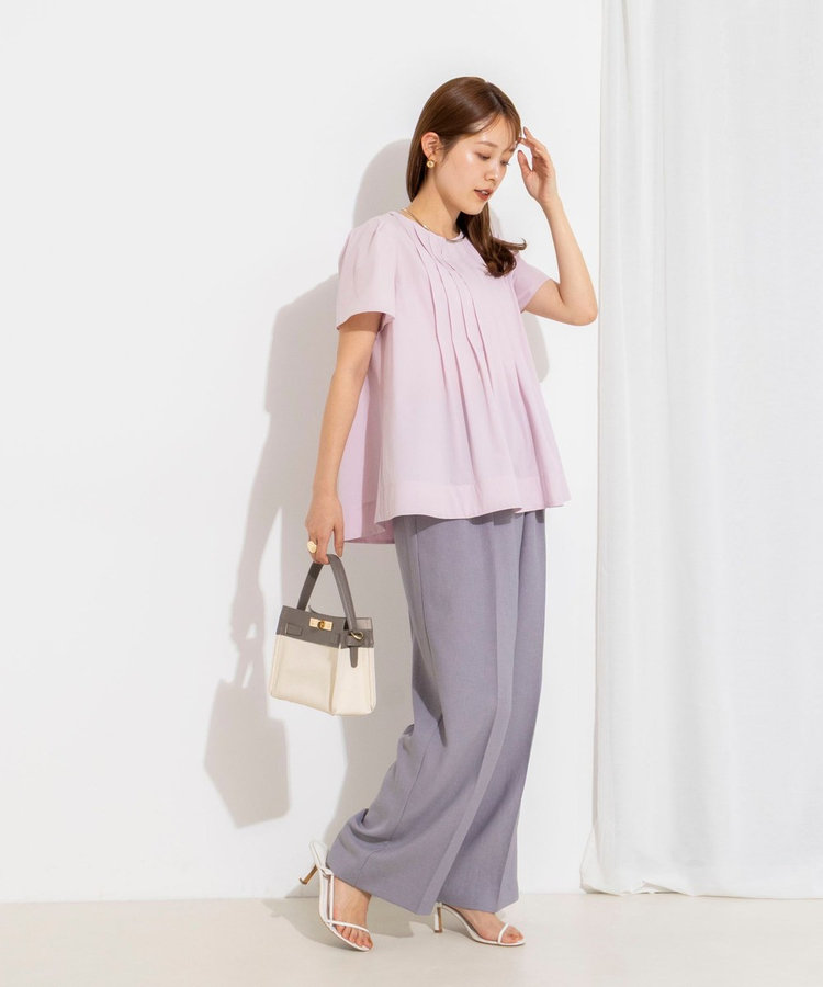 《撥水/セットアップ対応》ウォッシャブルアクティブストレッチタックブラウス