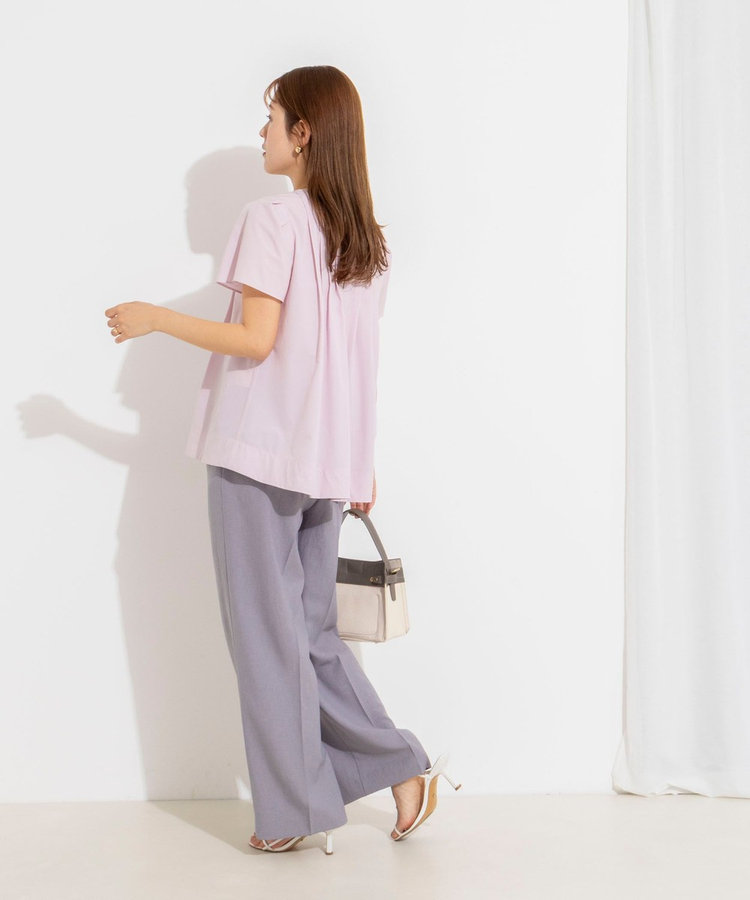 《撥水/セットアップ対応》ウォッシャブルアクティブストレッチタックブラウス