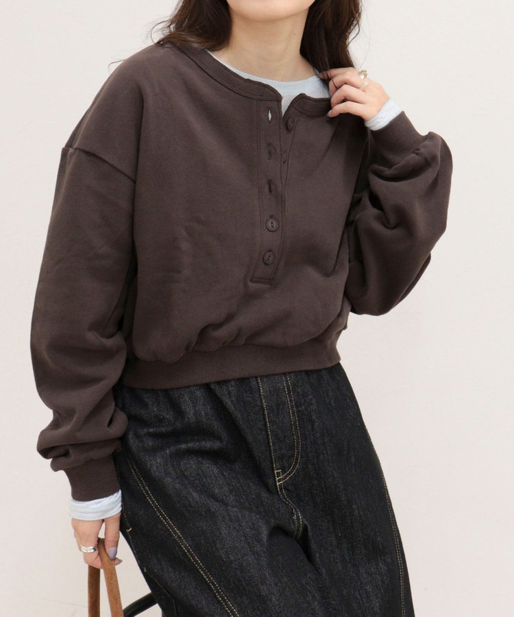 《WEB限定》【DISCUS /ディスカス】フレンチテリークロップドヘンリープルオーバー