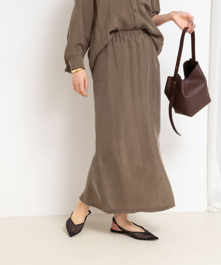 セットアップ対応》ウォッシャブルシルキーキュプライージースカート