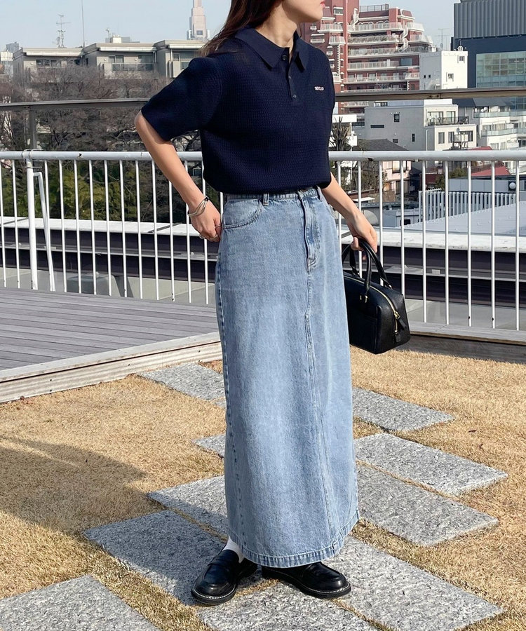 【GEVACO】コットンすかし編みニットポロシャツ