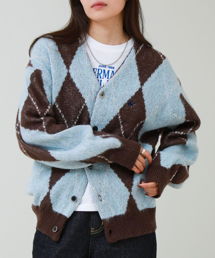 【実績品番/UNISEX】【BHPC】モヘヤタッチニットカーディガン