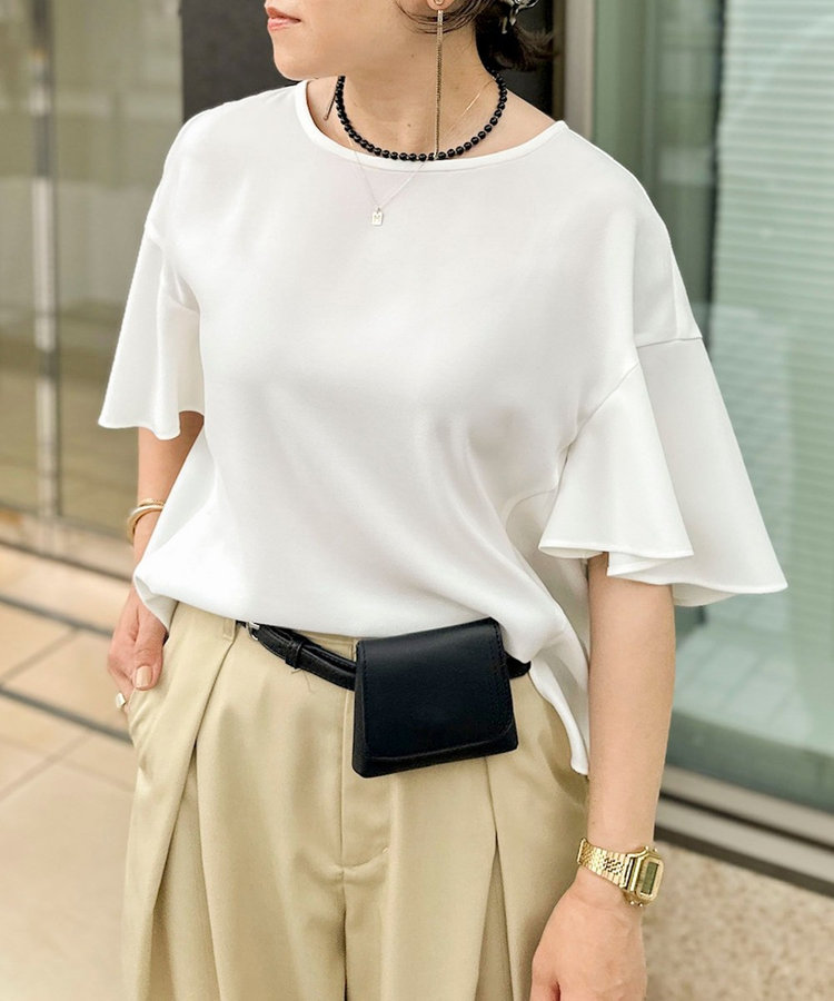 【WEB限定】ウォッシャブルストレッチジョーゼットラッフル袖ブラウス