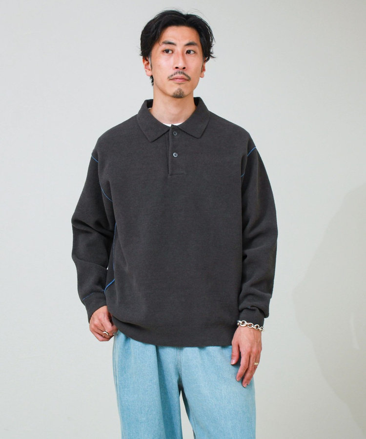 【洗えるニット】ショートフェザー ポロニット