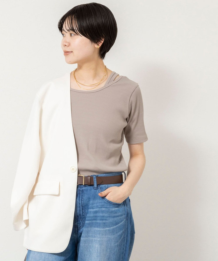 ウォッシャブルアシンメトリー2WAYリブTシャツ