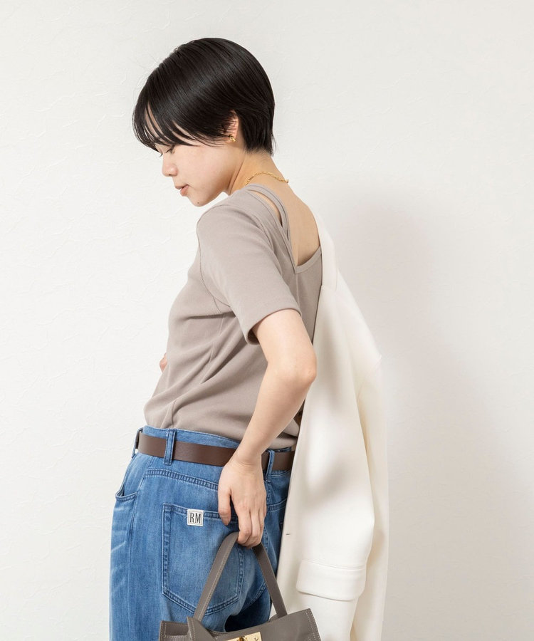 ウォッシャブルアシンメトリー2WAYリブTシャツ