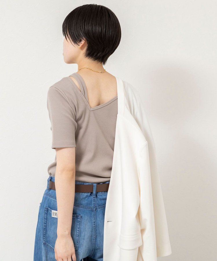 ウォッシャブルアシンメトリー2WAYリブTシャツ