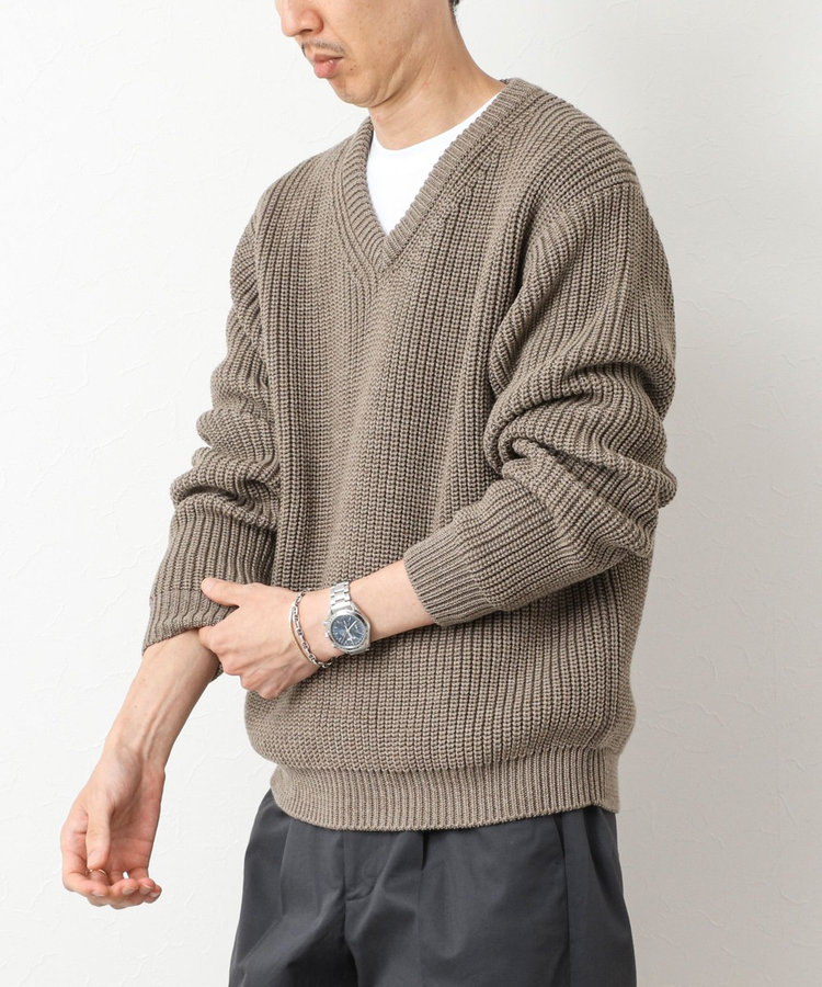 BATONER/バトナー】別注SOLIDWOOL V NECK KNIT ソリッドウール Vネック