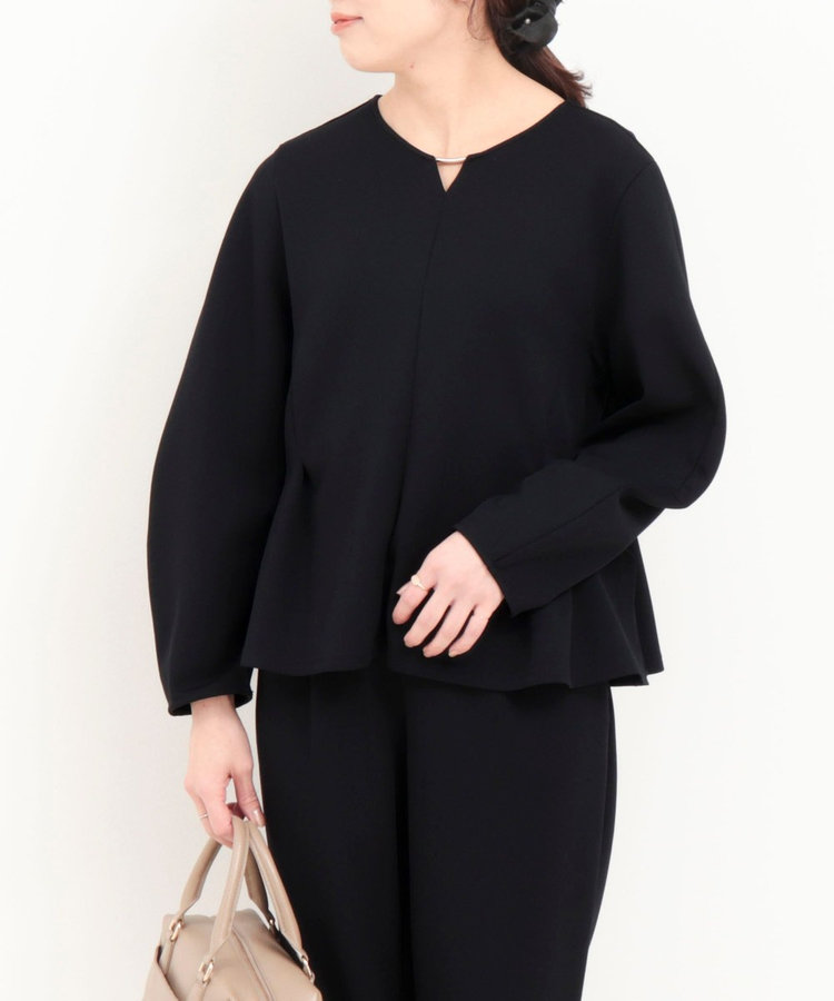 【極美品】カデュネ CADUNE カットジョーゼットブラウス ネイビー 36 WEB限定 GW SPECIAL PRICE】《セットアップ対応》サンディカットジョー