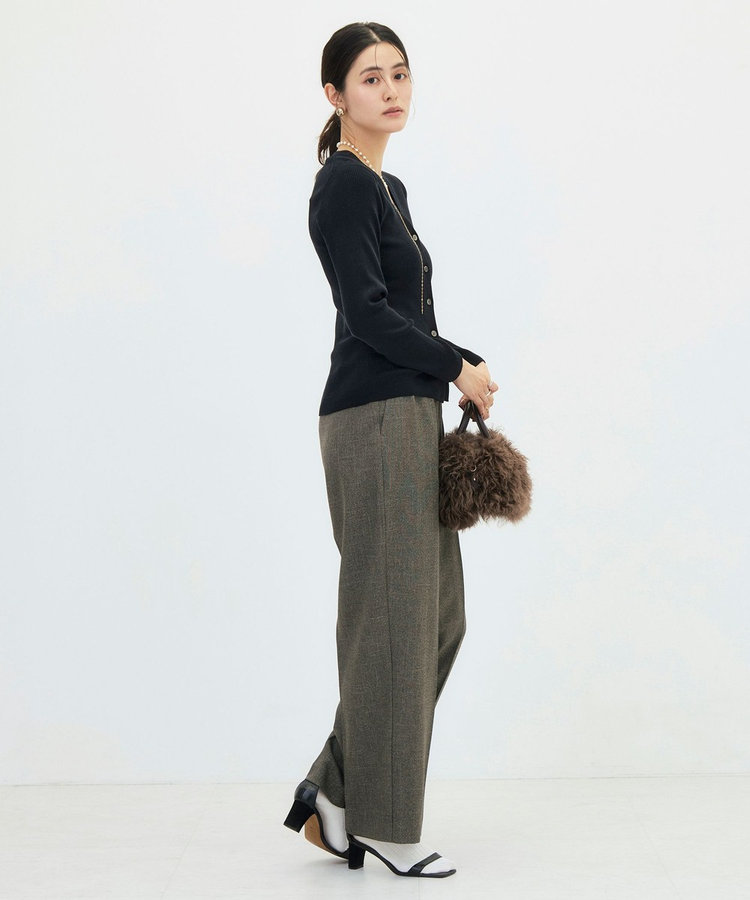 《手洗い可能》シルクカシミヤ混Vネックリブカーディガン