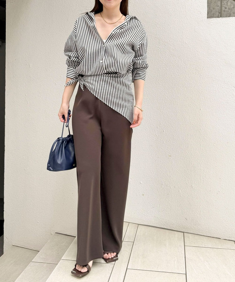 【NOLLEY’S mgr.松葉☆別注サイズ・一部WEB限定カラーアイテム】《セットアップ対応》ウォッシャブルツイルバイヤス美脚パンツ