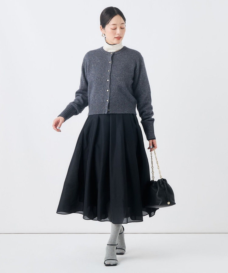 《手洗い可能》へアリーラメクルーネックカーディガン