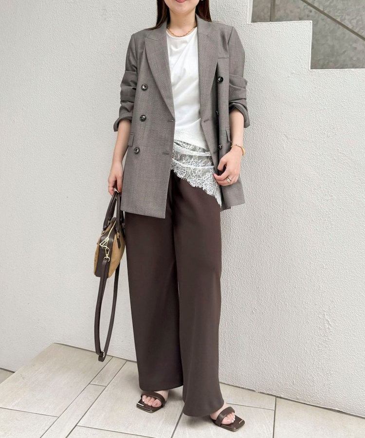 【NOLLEY’S mgr.松葉☆別注サイズ・一部WEB限定カラーアイテム】《セットアップ対応》ウォッシャブルツイルバイヤス美脚パンツ