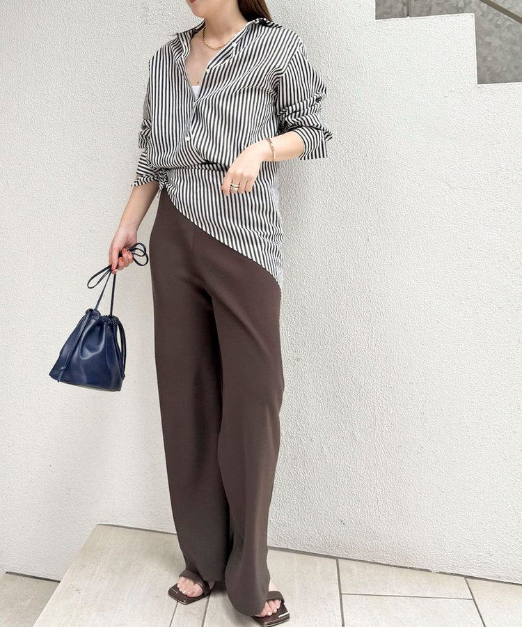 【NOLLEY’S mgr.松葉☆別注サイズ・一部WEB限定カラーアイテム】《セットアップ対応》ウォッシャブルツイルバイヤス美脚パンツ