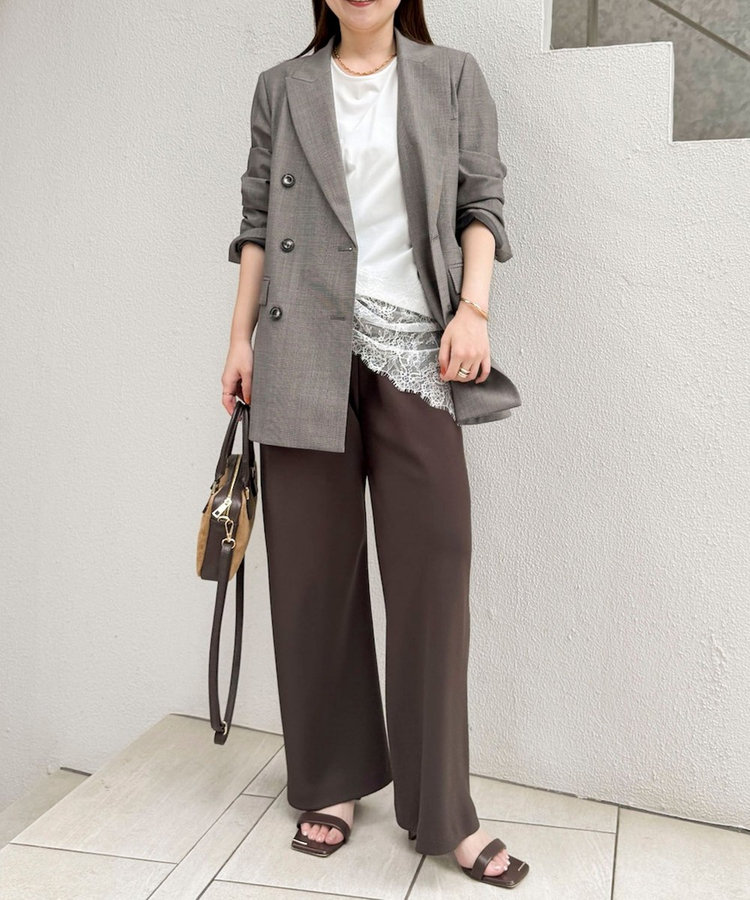 【NOLLEY’S mgr.松葉☆別注サイズ・一部WEB限定カラーアイテム】《セットアップ対応》ウォッシャブルツイルバイヤス美脚パンツ