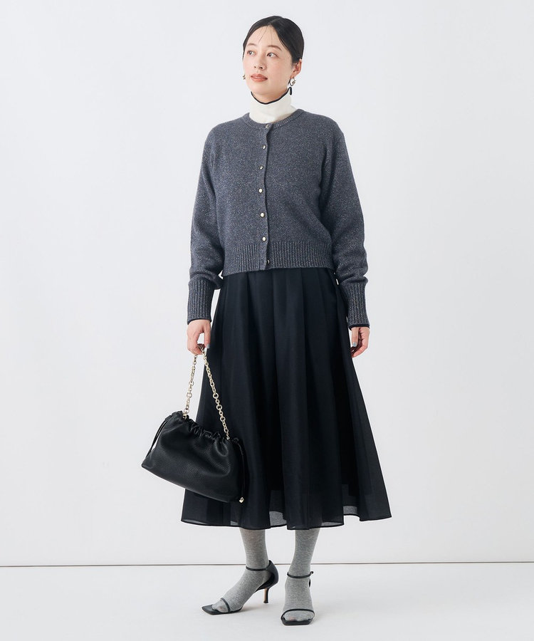 《手洗い可能》へアリーラメクルーネックカーディガン