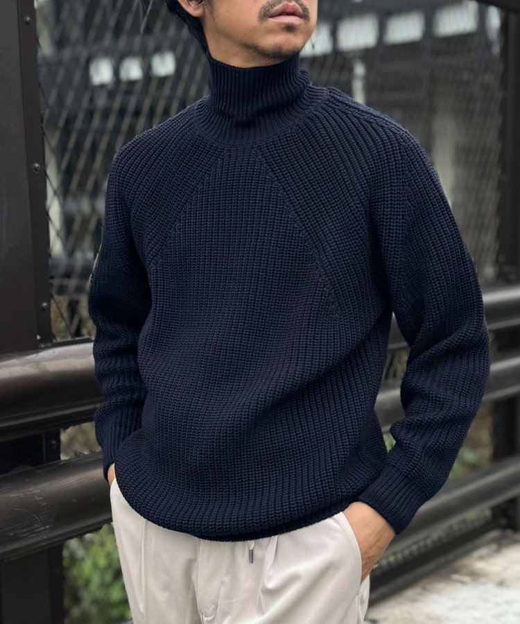 NOLLEY’Sgoodman 【BATONER/バトナー】SIGNATURE Turtle NECK タートルネックニット L ネイビー ニット