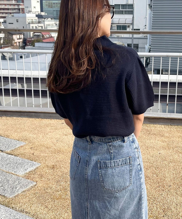 【GEVACO】コットンすかし編みニットポロシャツ