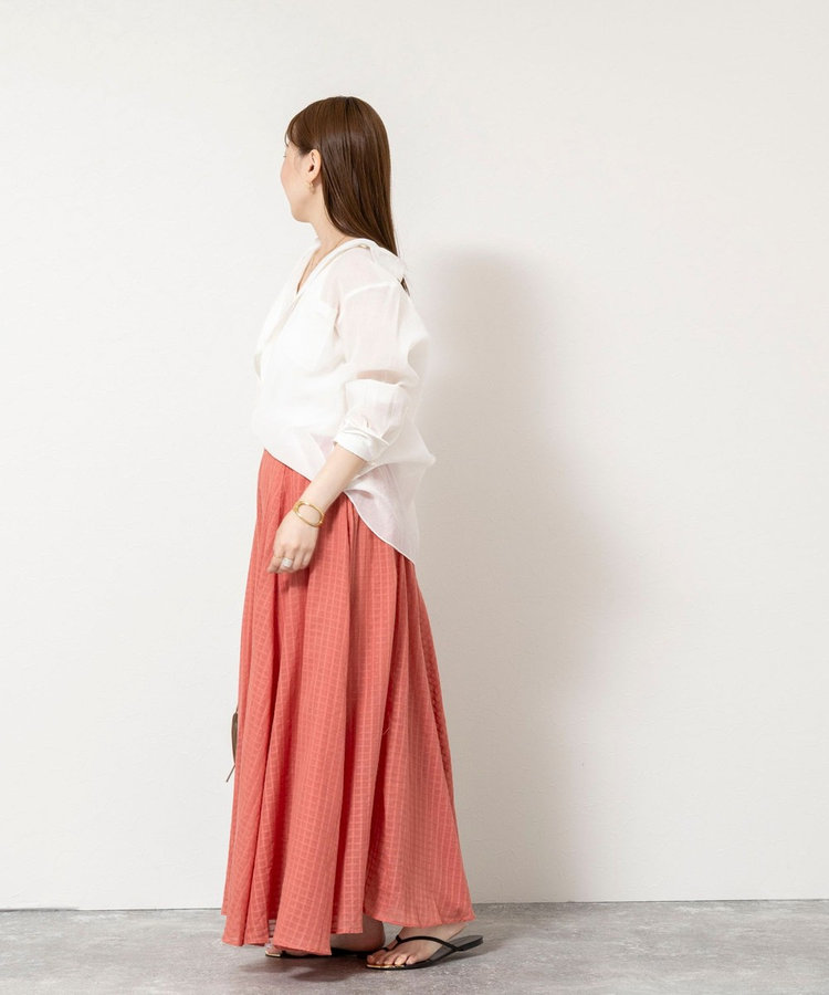 ［WEB限定 TIME SALE！］【WALANCE/ワランス】natural dye sheer cotton check flare スカート