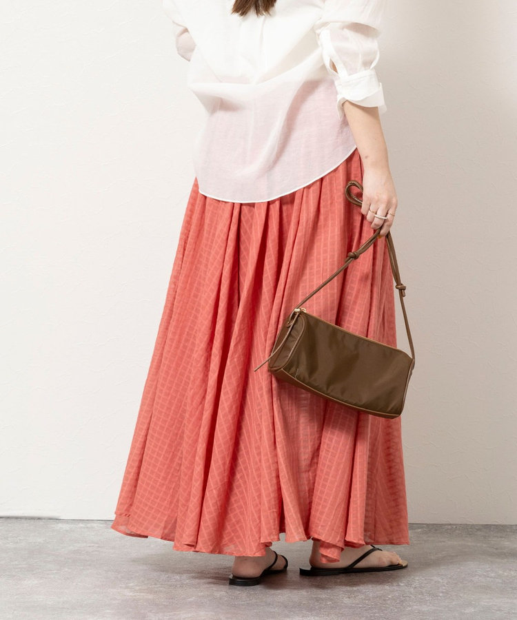 ［WEB限定 TIME SALE！］【WALANCE/ワランス】natural dye sheer cotton check flare スカート
