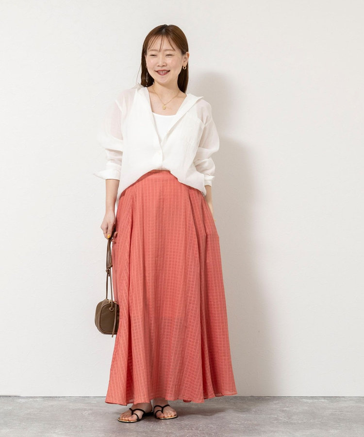 ［WEB限定 TIME SALE！］【WALANCE/ワランス】natural dye sheer cotton check flare スカート