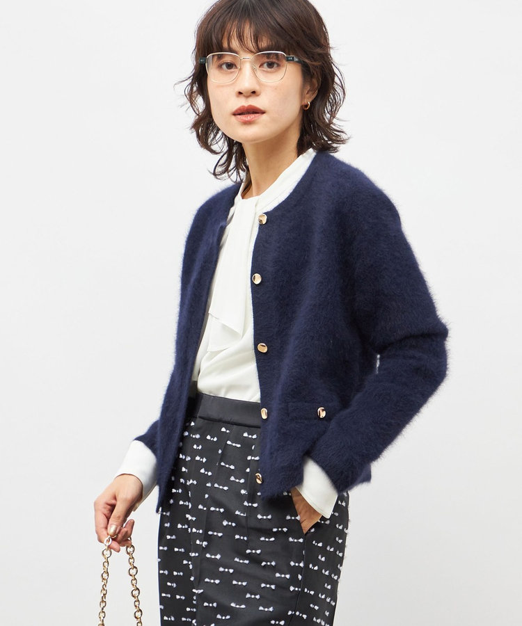 ウォッシャブルストレッチジョーゼットボウタイ風ブラウス（5-0035-6