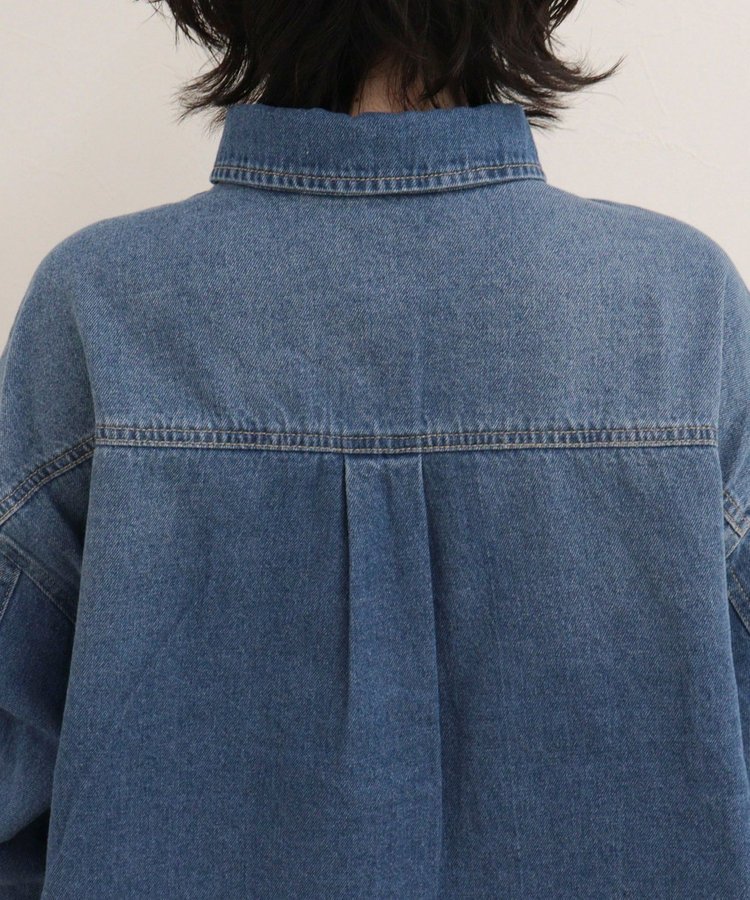 裾ドロストデニム/ホース柄シャツ