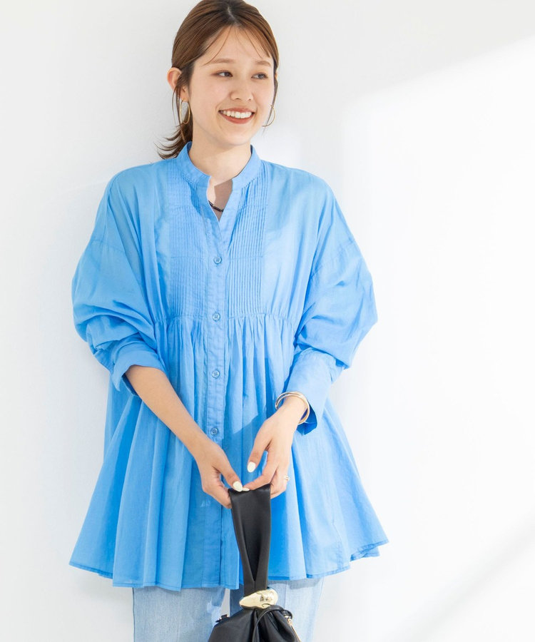 【WEB＆一部店舗限定】【BECシリーズ】綿ボイルピンタックオーバーシャツ