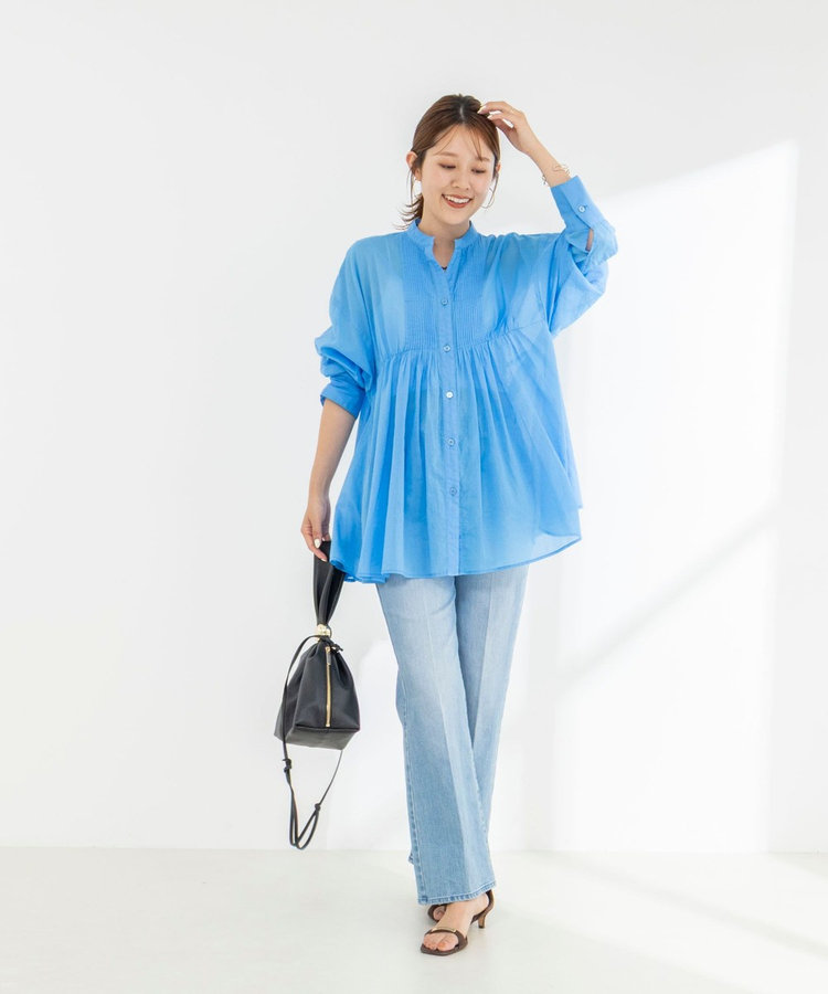 【WEB＆一部店舗限定】【BECシリーズ】綿ボイルピンタックオーバーシャツ