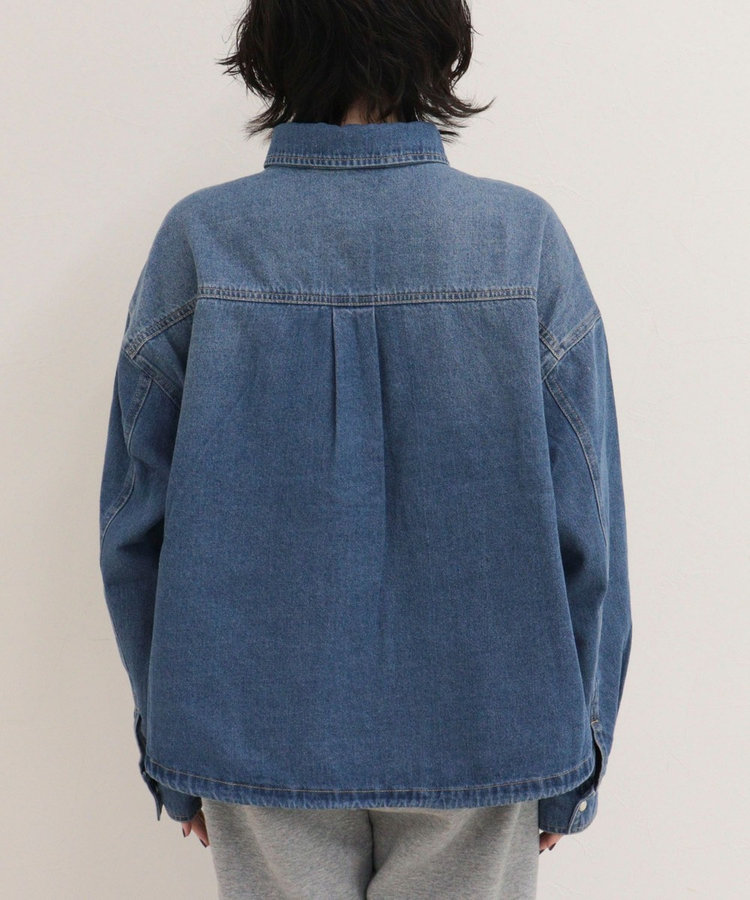 裾ドロストデニム/ホース柄シャツ