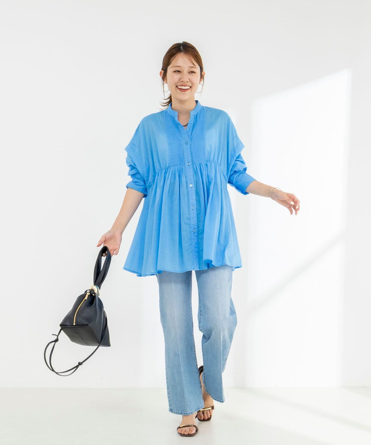 【WEB＆一部店舗限定】【BECシリーズ】綿ボイルピンタックオーバーシャツ