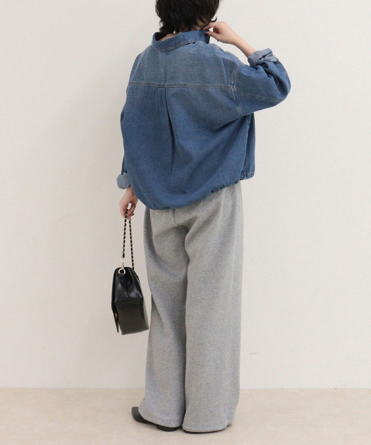 裾ドロストデニム/ホース柄シャツ