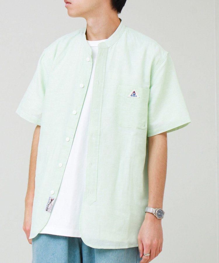 ［WEB限定 SPECIAL SALE！］【GEVACO/ゲバコ】綿麻バンドカラー 半袖シャツ