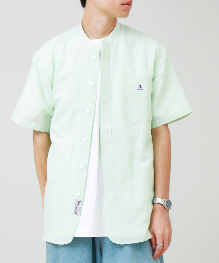 ［WEB限定 SPECIAL SALE！］【GEVACO/ゲバコ】綿麻バンドカラー 半袖シャツ