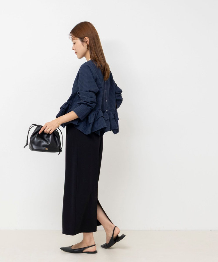 【WEB限定】ウォッシャブル2WAYチェックペプラムフリルブラウス