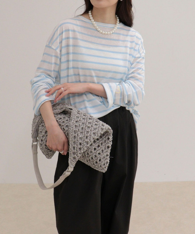 ハートステッチシアーボーダーロンTシャツ