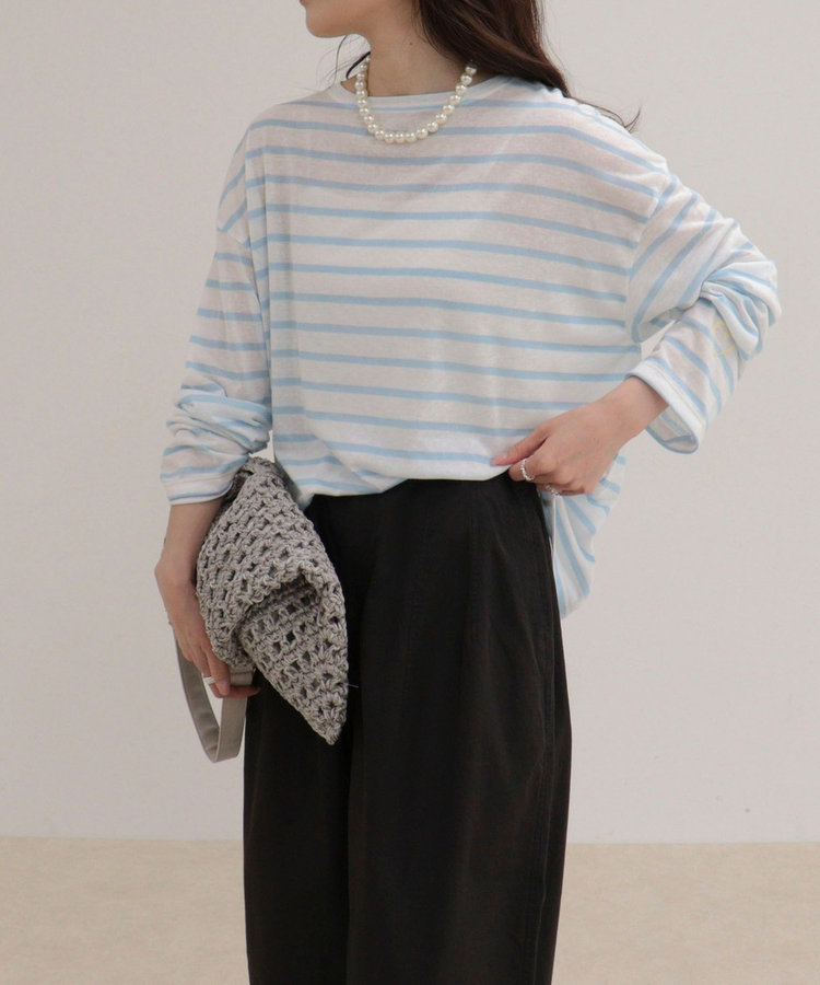ハートステッチシアーボーダーロンTシャツ