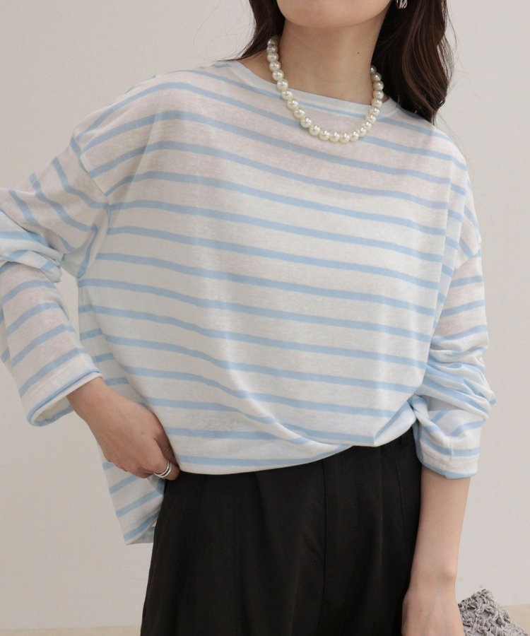 ハートステッチシアーボーダーロンTシャツ