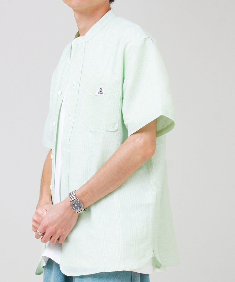 ［WEB限定 SPECIAL SALE！］【GEVACO/ゲバコ】綿麻バンドカラー 半袖シャツ