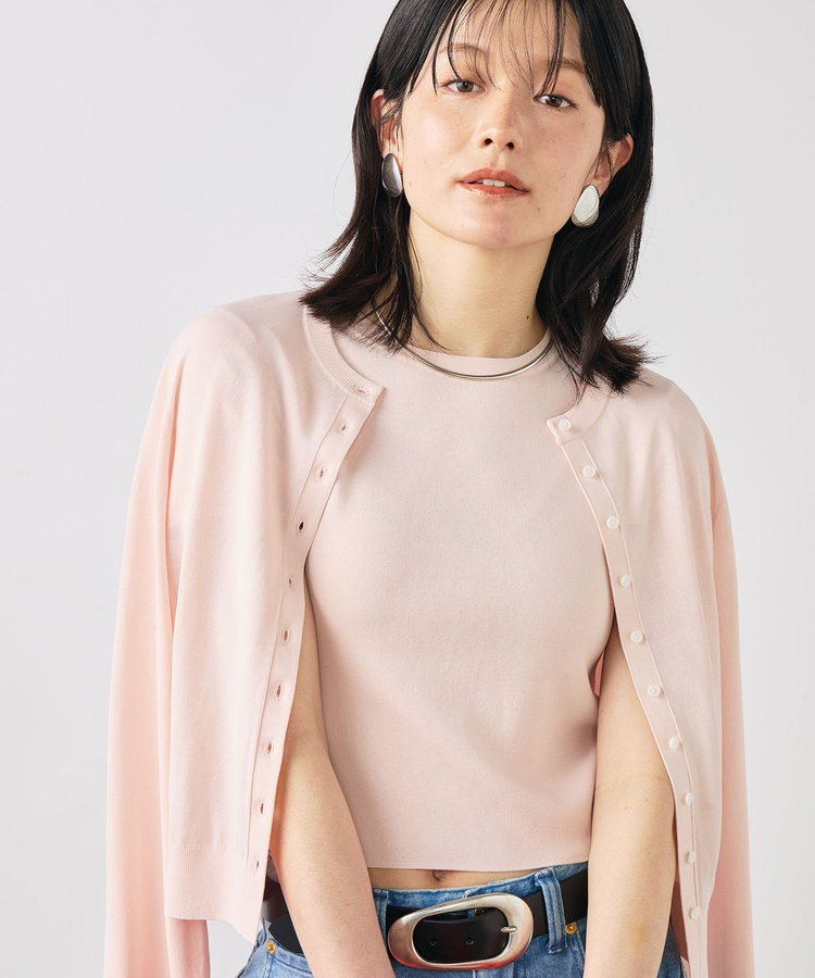 《手洗い可能/アンサンブル対応》マルチファンクションハイゲージクルーネックカーディガン