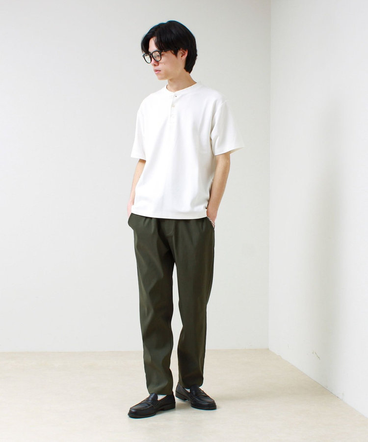 【抗菌防臭】ポンチ素材 ヘンリーネックTシャツ