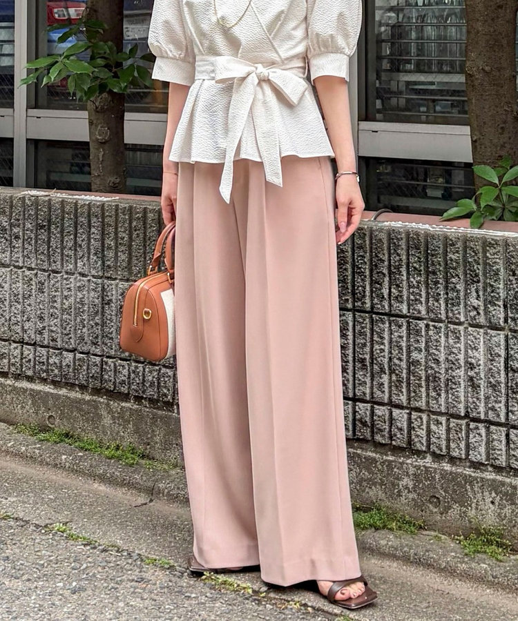 ウォッシャブル強撚ツイルワイドパンツ