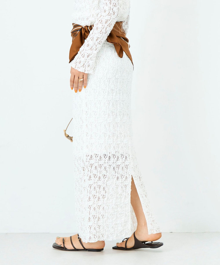 ウォッシャブルストレッチレースタイトスカート（6-0030-1-06-004