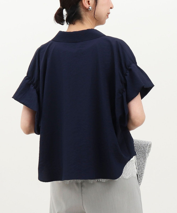 ソフトバルーンフリル袖ブラウス