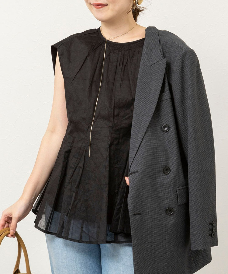 【MARILYN MOON/マリリーンムーン】sheer starched cottonブラウス