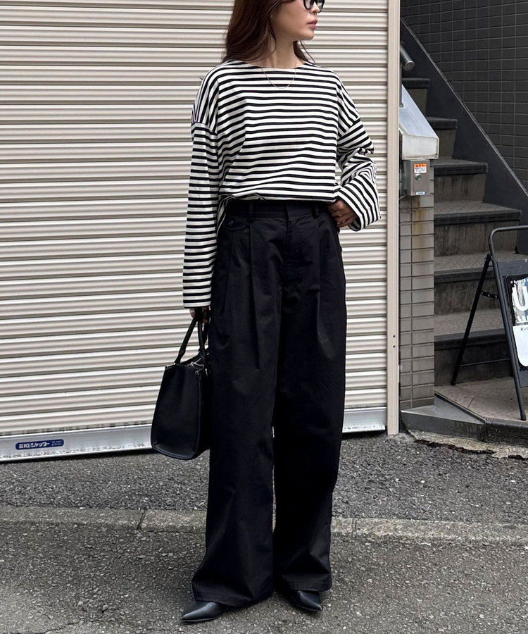 ボーダーハートパッチプルオーバーカットソー