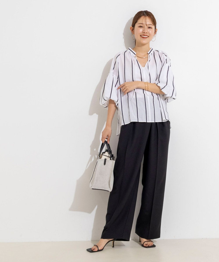 ウォッシャブルラップ風ワイドパンツ