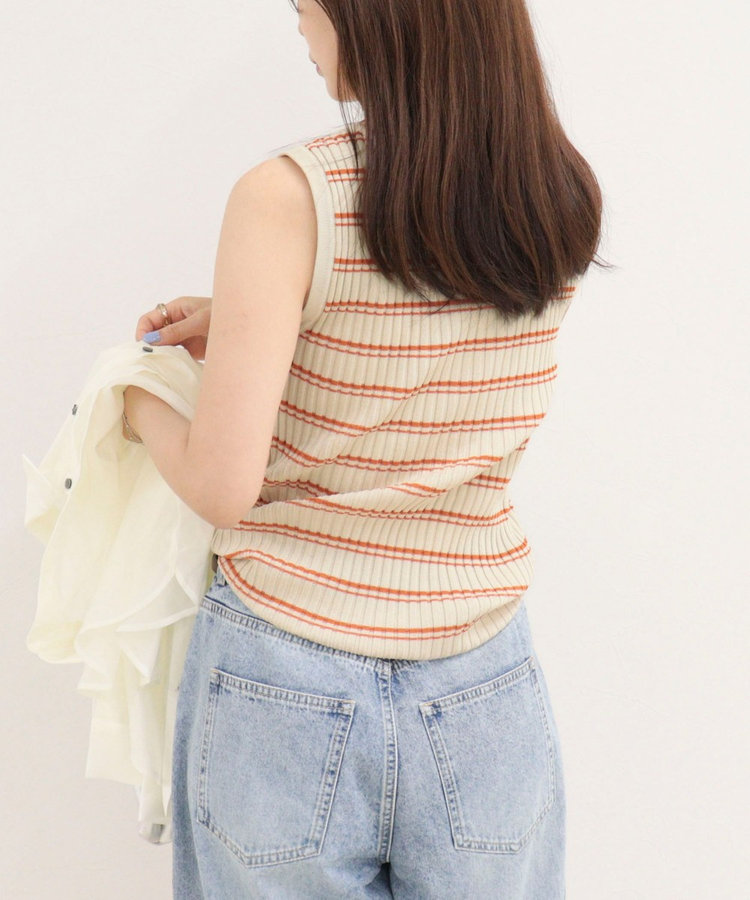 ［WEB限定 SPECIAL SALE！］ボーダーリブニットノースリーブプルオーバー