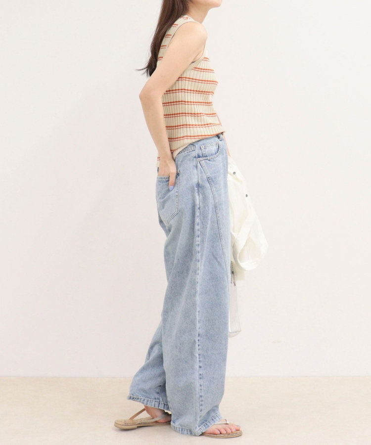 ［WEB限定 SPECIAL SALE！］ボーダーリブニットノースリーブプルオーバー