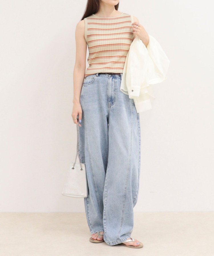 ［WEB限定 SPECIAL SALE！］ボーダーリブニットノースリーブプルオーバー